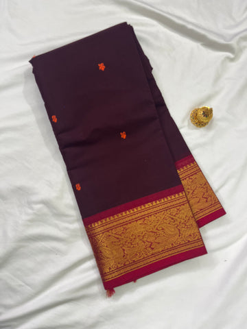Chettinad cotton saree-purple pink-red-butta