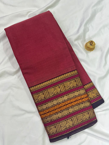 Chettinad cotton saree-pink-plain