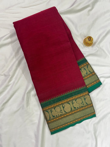 Chettinad cotton saree-red-green-butta