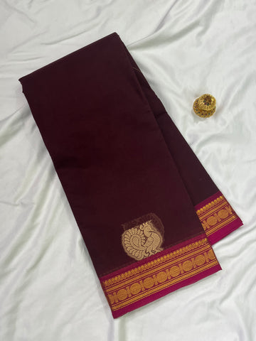 Chettinad cotton coffee brown & pink-annam butta