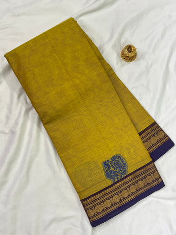 Chettinad cotton methi yellow & blue-annam butta