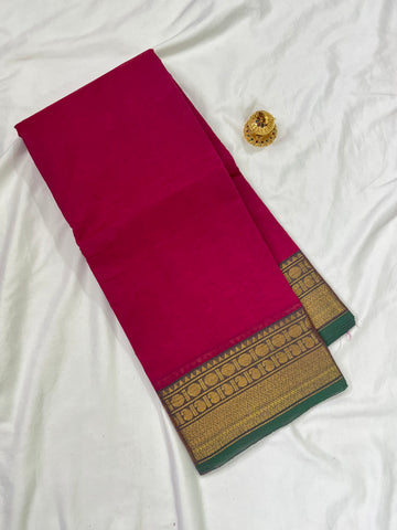 Chettinad cotton saree-red-green-plain