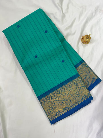 Chettinad cotton saree -blue- checks -butta