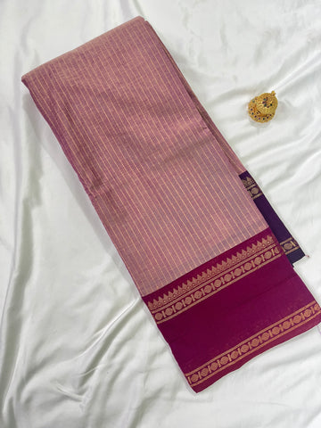 Chettinad cotton saree-pink-korvai check