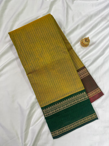 Chettinad cotton saree-green-Ganga Jamuna -korvai checks