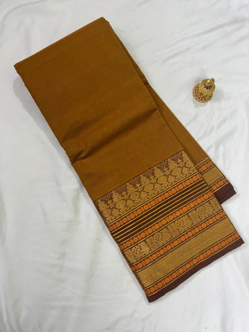 Chettinad cotton saree-yellow-plain