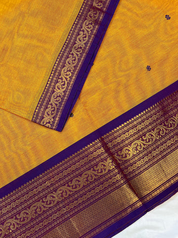 Chettinad cotton saree - Orange- Butta