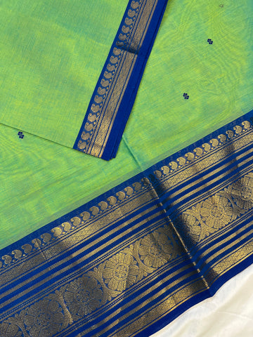Chettinad cotton saree - green - butta