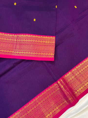 Chettinad cotton saree - purple- Butta