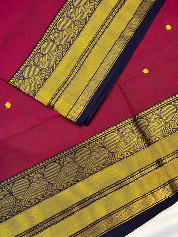 Chettinad cotton saree -marron- butta