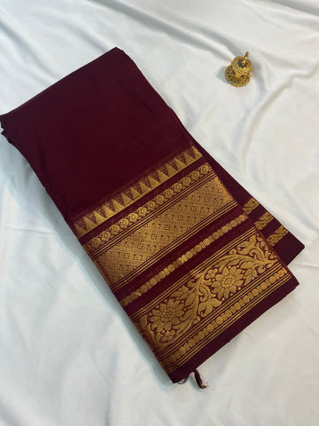 Chettinad cotton saree-brown-palin