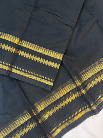 Chettinad cotton saree - black- plain