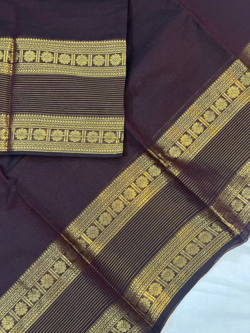 Chettinad cotton saree - coffee brown- plain