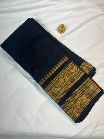Chettinad cotton saree-black-plain