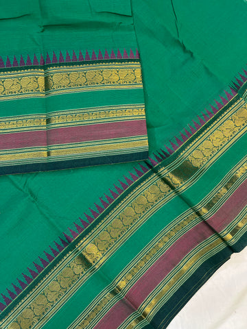 Chettinad cotton saree - green - plain