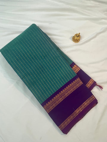 Chettinad cotton saree-blue-purple-checks