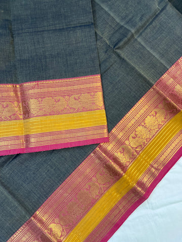Chettinad cotton saree - ash - plain