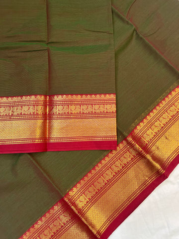 Chettinad cotton saree - green - plain