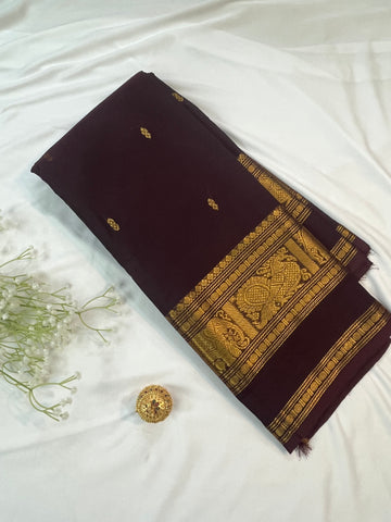Chettinad cotton saree - Coffee brown - Butta