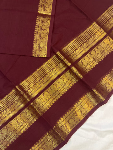 Chettinad cotton saree - coffee brown- plain