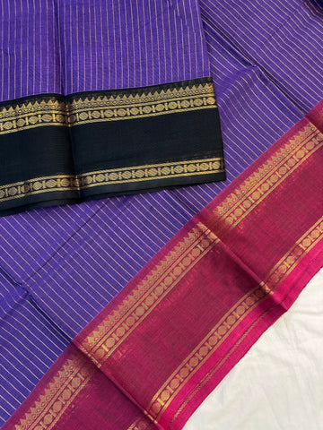 Chettinad cotton saree-purple-check- g&j