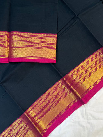 Chettinad cotton saree -Black-plain
