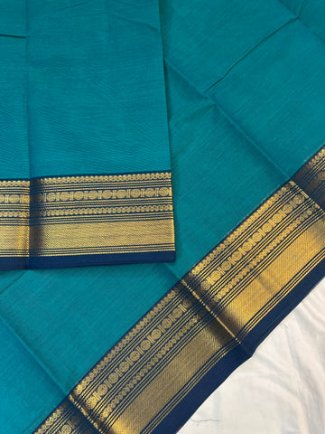 Chettinad cotton saree - Blue-plain
