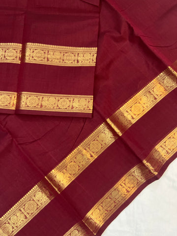 Chettinad cotton saree - maroon- plain