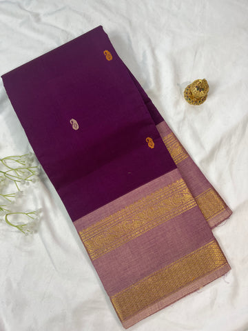 Chettinad cotton saree-purple-butta