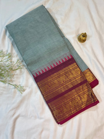 Chettinad cotton saree-blue-pink-palin
