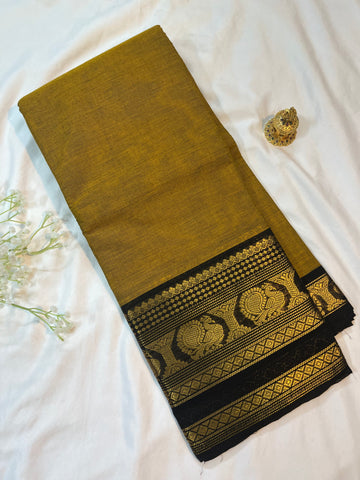 Chettinad cotton saree-brown-black-palin