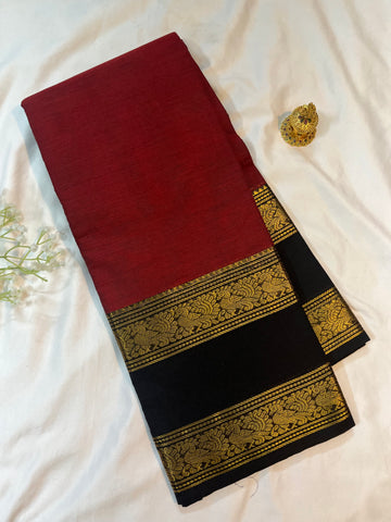 Chettinad cotton saree-red-black-palin