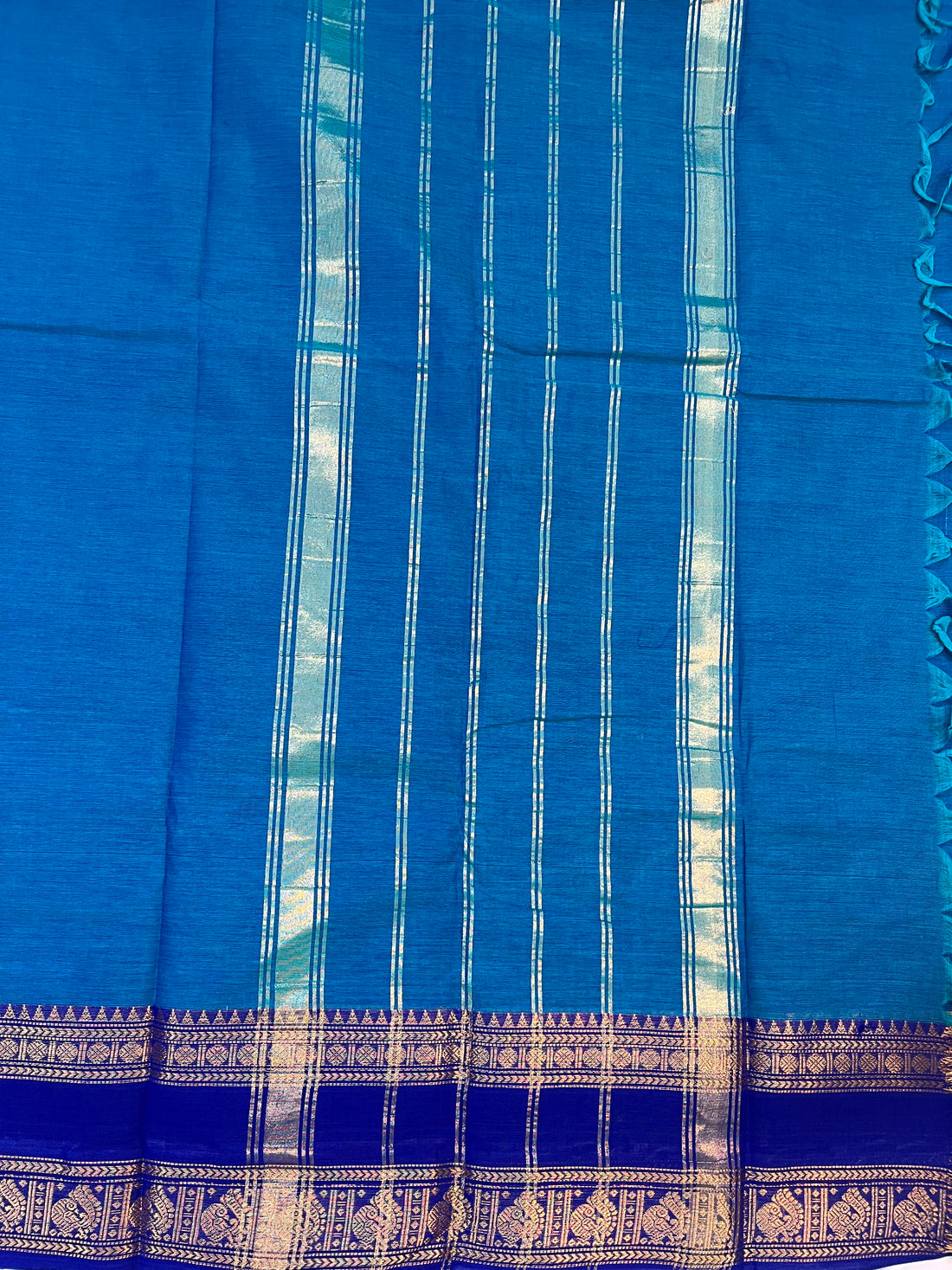 Chettinad cotton saree - blue plain
