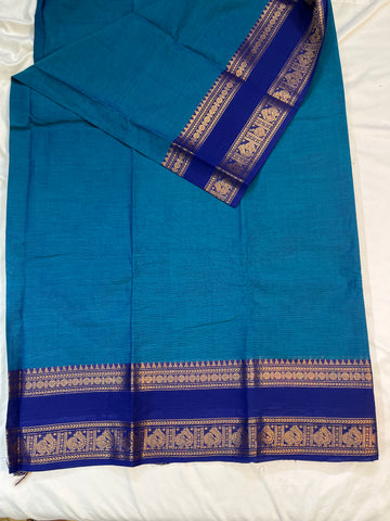 Chettinad cotton saree - blue plain