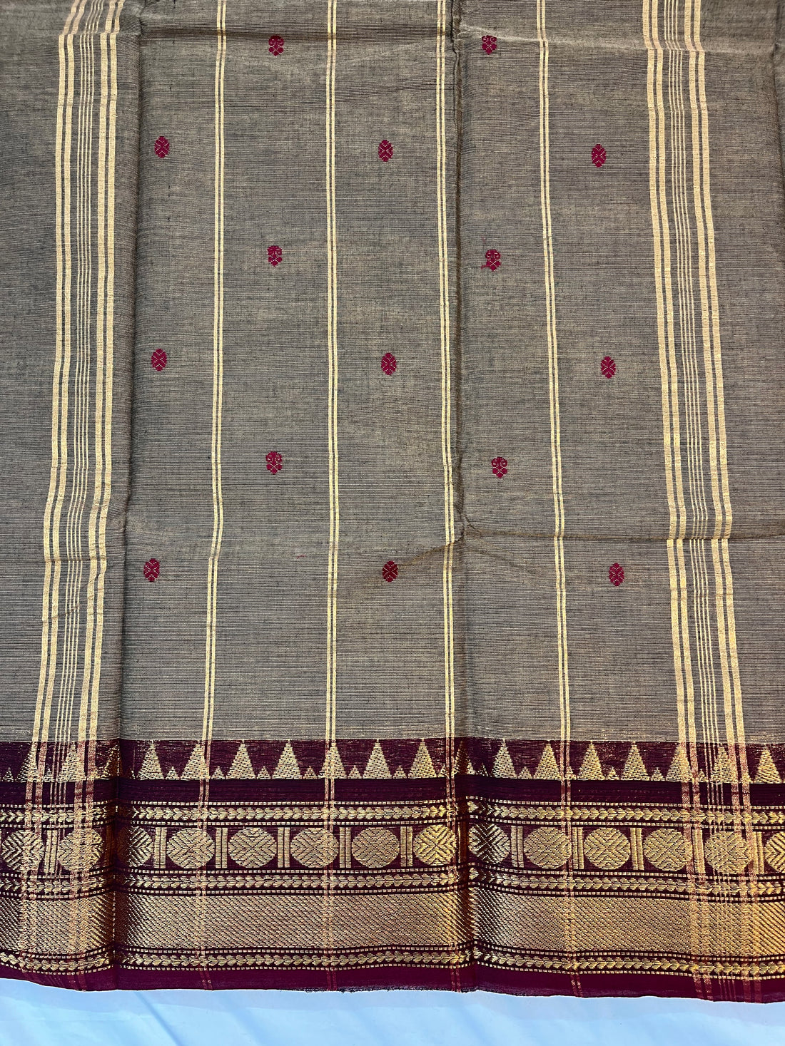 Chettinad cotton saree- biscuit brown- butta