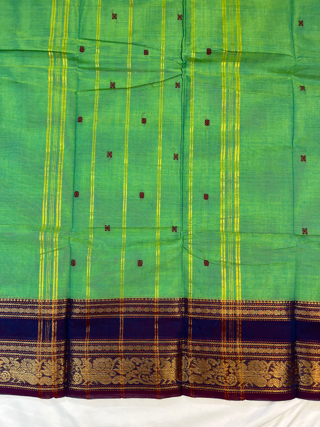 Chettinad cotton saree-green &purpls - butta