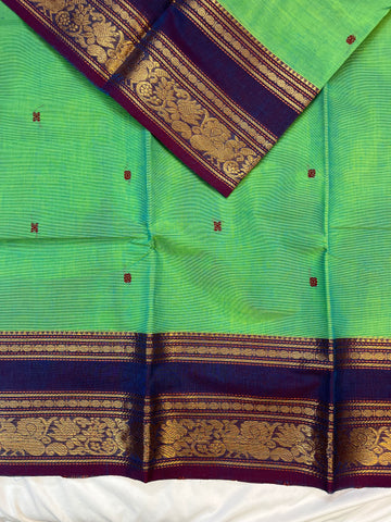Chettinad cotton saree-green &purpls - butta
