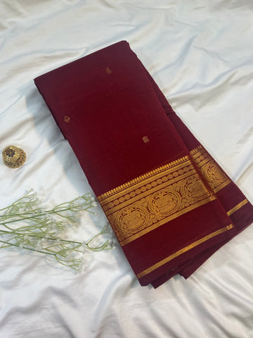 Chettinad cotton saree- maroon -butta
