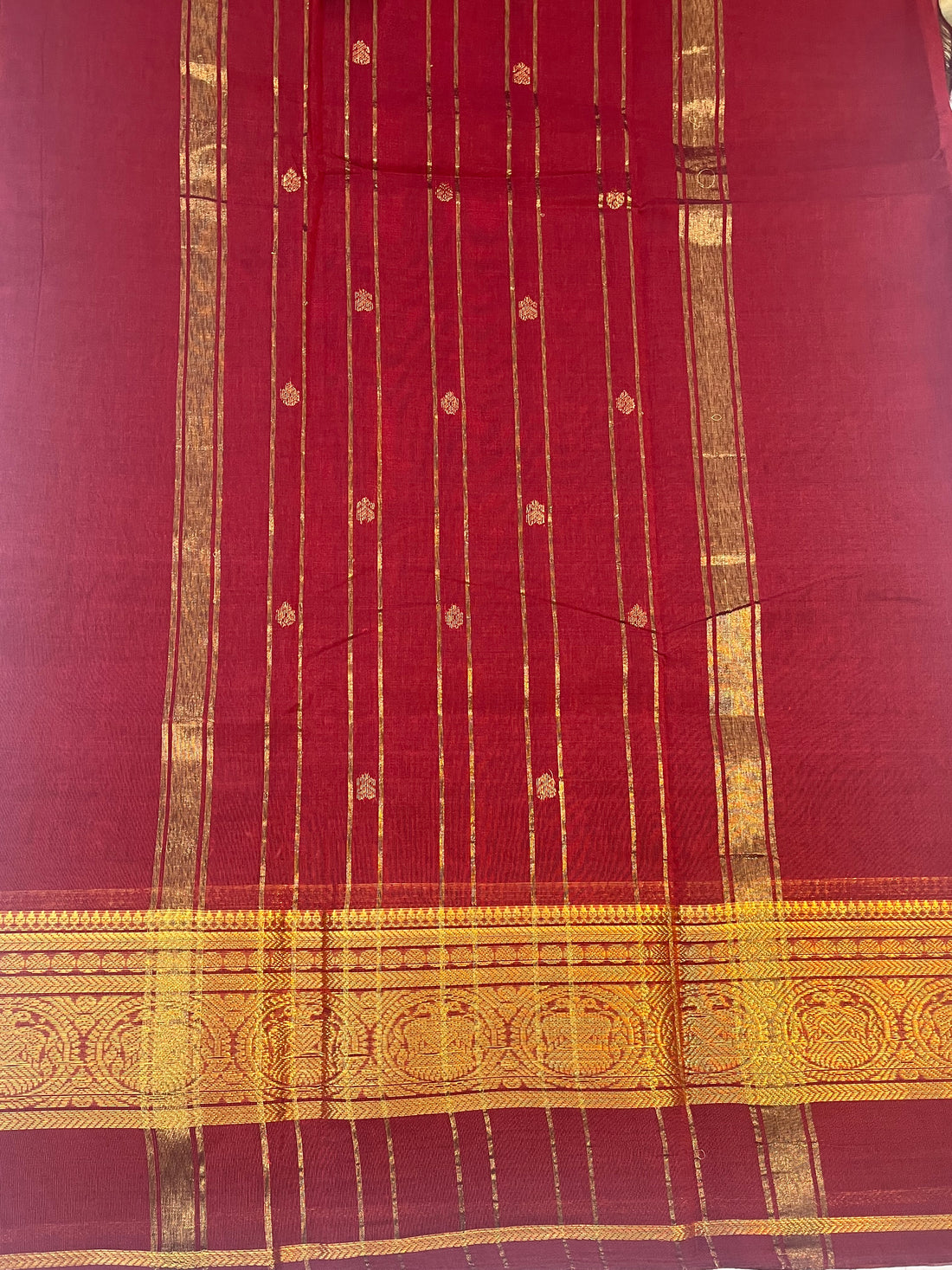 Chettinad cotton saree- maroon -butta