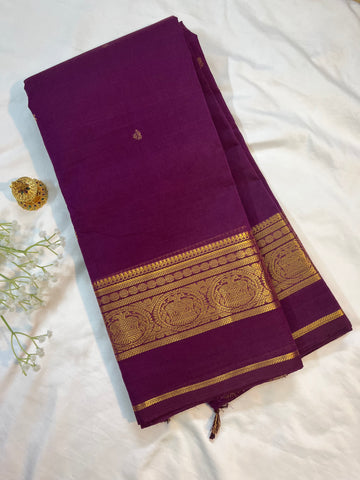 Chettinad cotton saree-purple-butta