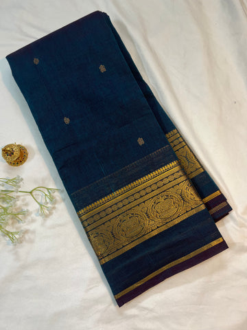 Chettinad cotton saree -dual tone blue-butta