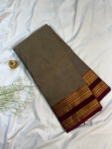 Chettinad cotton saree- ash &maroon-checks