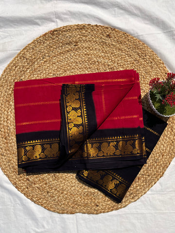 Sungudi cotton velthari - marron
