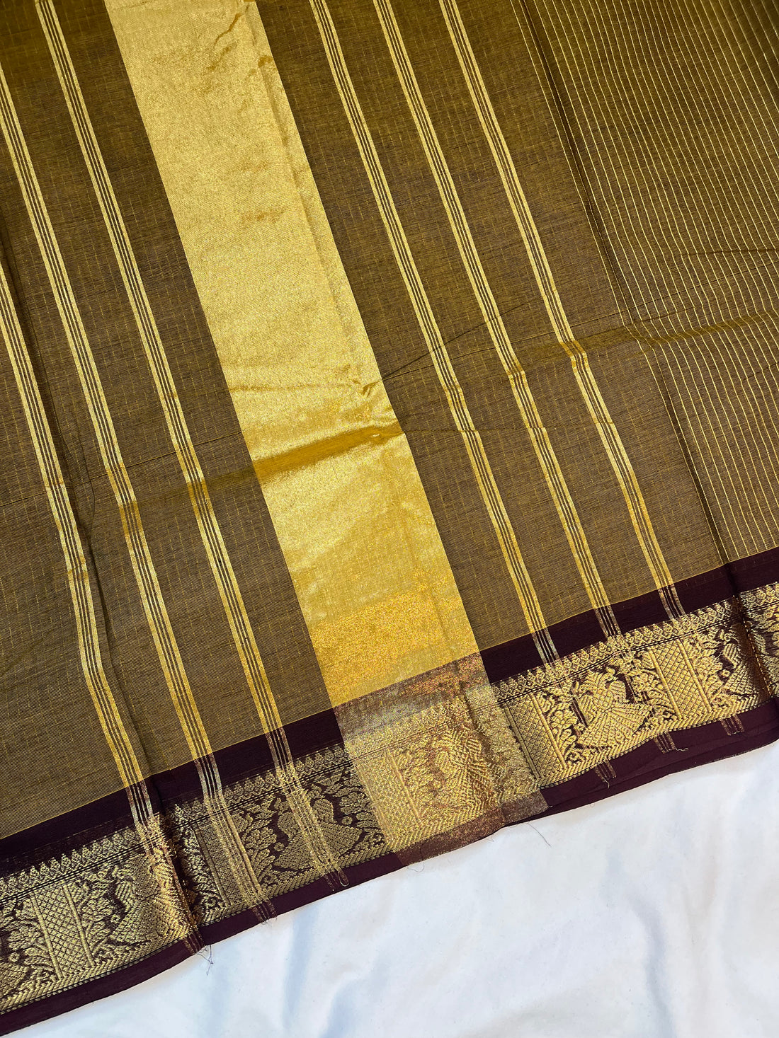 Chettinad cotton saree - brown- checks