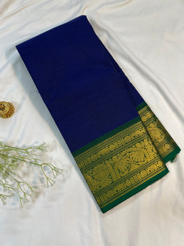 Chettinad cotton saree- blue -plain