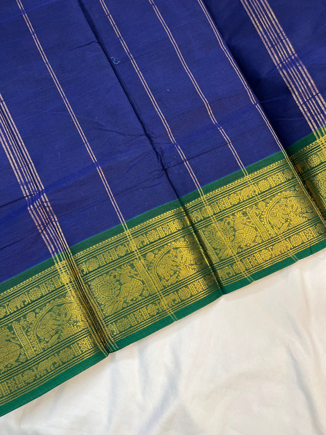 Chettinad cotton saree- blue -plain