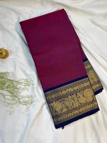 Chettinad cotton saree -purple-plain