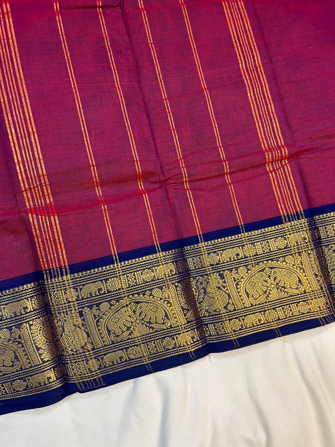 Chettinad cotton saree -purple-plain