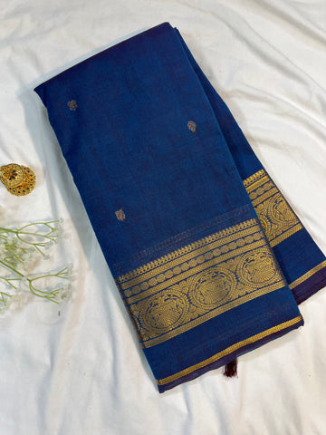 Chettinad cotton saree - blue- butta