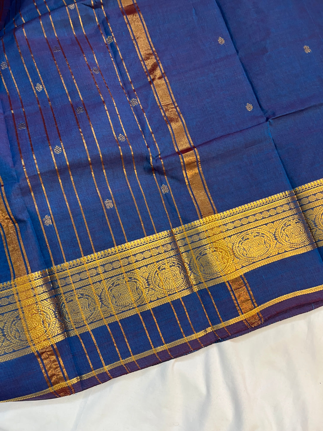 Chettinad cotton saree - blue- butta
